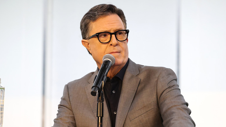 Stephen Colbert visas vid ett Apple-sponsrat evenemang