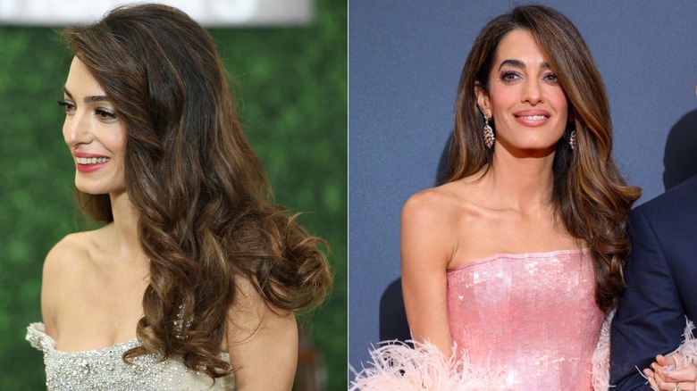 Amal Clooney visar upp markerat hår på röda mattan