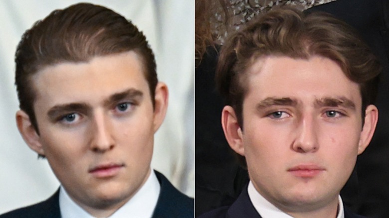 Barron Trumps hår vid Donald Trumps invigning 2025 och SOTU 2026