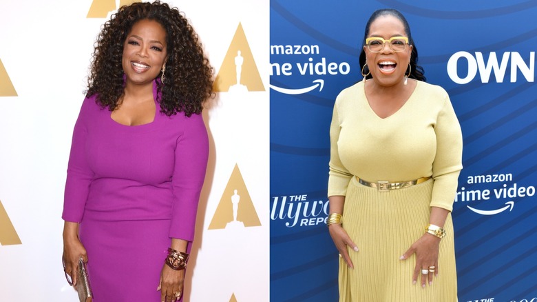 Oprah Winfrey mindre 2015 och sedan efter att ha gått upp i pund 2019