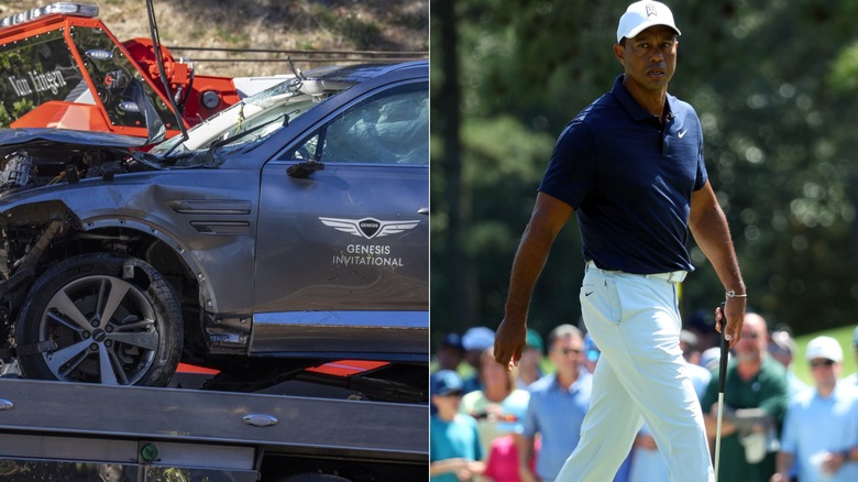 Fordonet Tiger Woods körde under en bilolycka 2021 och han vid sin första turnering 2022