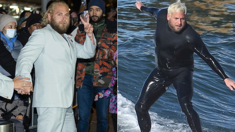 Jonah Hill på ett reklamevenemang och fångade surfing