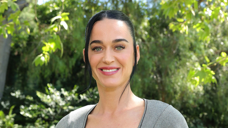 Katy Perry klädd i en grå topp