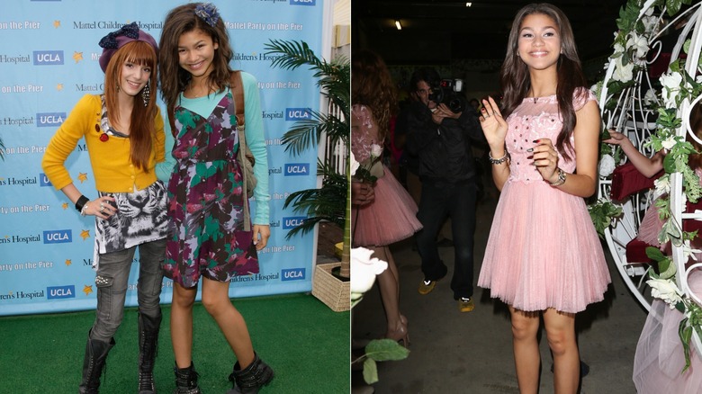 Zendaya 2010 och 2012 klädd i tween-stilar