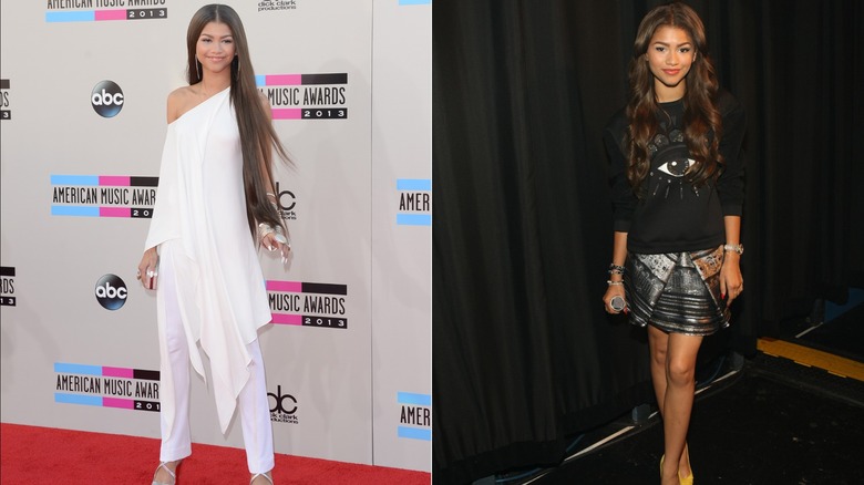 Zendaya i vitt på 2013 års AMA och i svart topp och minikjol