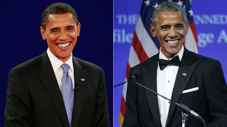 Foton sida vid sida som visar Barack Obama före och efter att han slutade röka