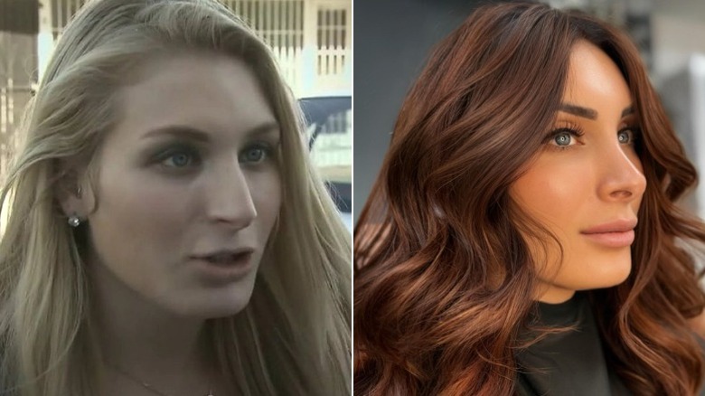 Bilder på Laura Loomer med blont hår och med sin senaste bruna nyans