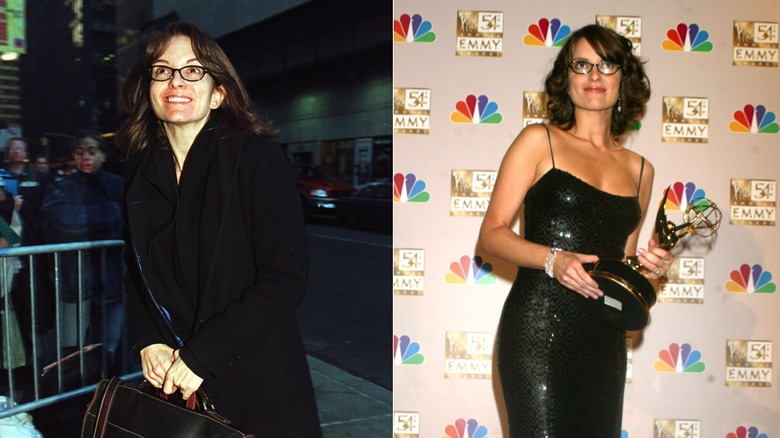 Före- och efterbilder av Tina Fey från 2001 till 2002