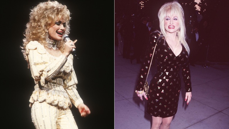 Dolly Parton uppträder på Target Center i Minneapolis i oktober 1990 / Dolly Parton på Vanity Fair Oscar Party 1997 i Beverly Hills