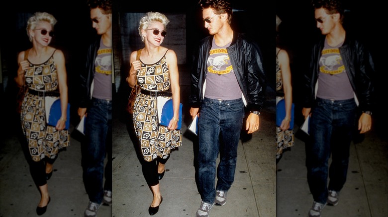 Madonna på bilden med Sean Penn iklädd klänning och leggings