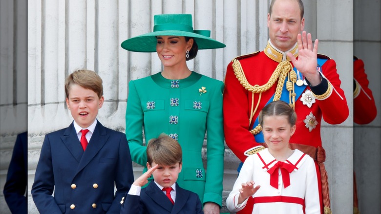 Kate Middleton, prins William och deras tre barn på Trooping the Colour 2023.