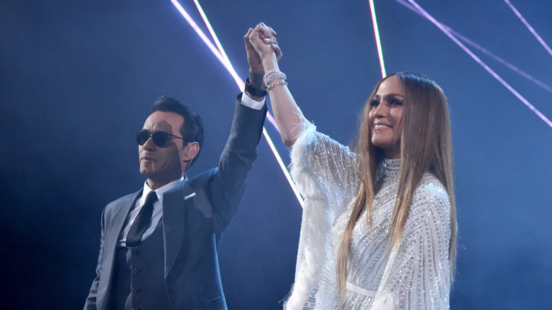 Marc Anthony och sångerskan/skådespelerskan Jennifer Lopez uppträder vid den 17:e årliga Latin Grammy Awards den 17 november 2016