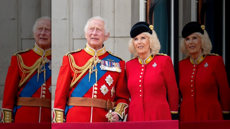 Kung Charles och drottning Camilla vid Trooping the Color-ceremonin 2023