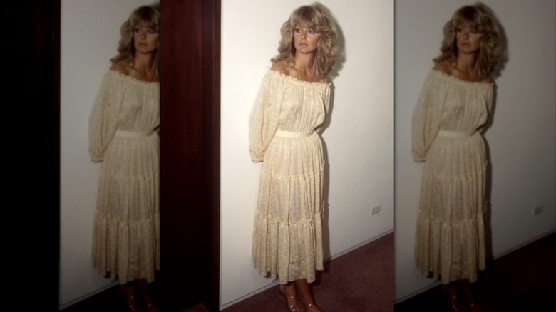 Farrah Fawcett under en Faberge-reklam i Los Angeles 1977