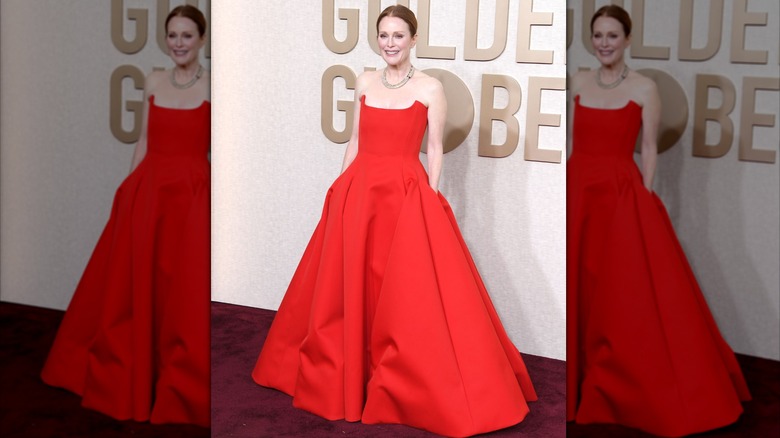 Julianne Moore vid den 81:a årliga Golden Globe Awards i Beverly Hills i januari 2024
