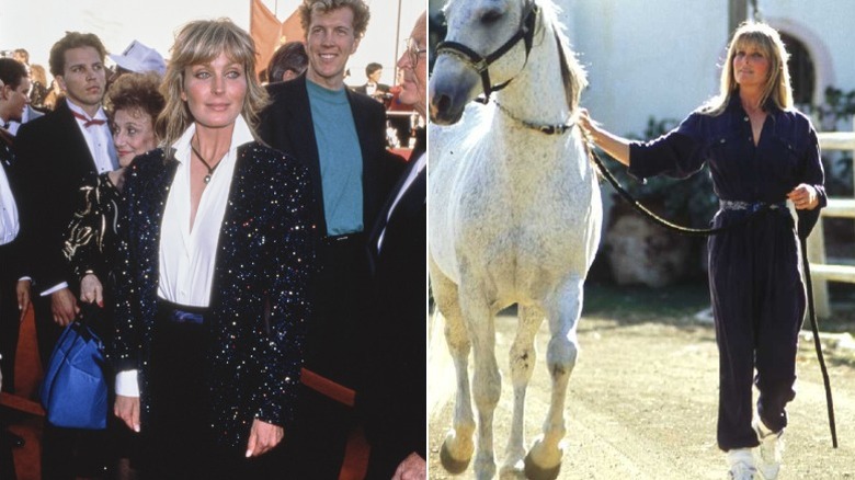 Bo Derek på Oscarsgalan, och med en häst på sin ranch