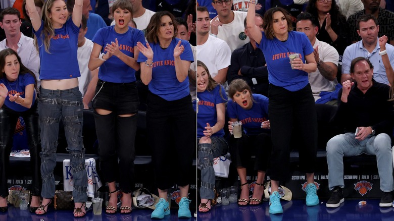 Systrarna Haim, Taylor Swift och Mariska Hargitay i Knicks vs Spurs-matchen