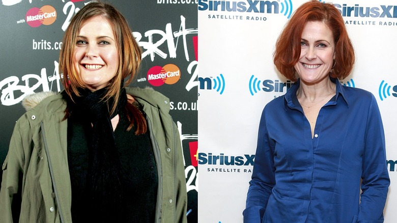Foton sida vid sida som visar Alison Moyets viktminskning