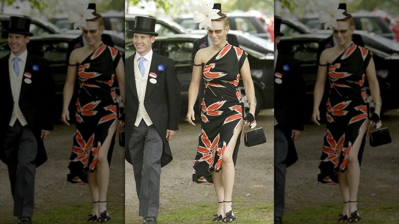 Zara Phillips och hennes pojkvän Richard Johnson anländer till Royal Ascot dag ett den 17 juni 2003 i Ascot Berkshire