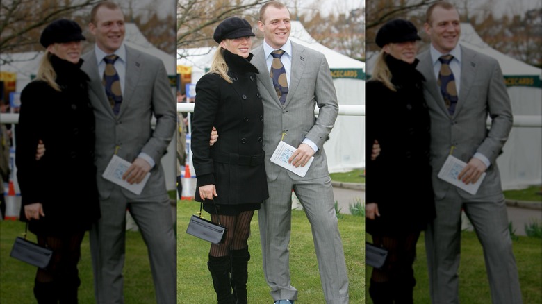 Zara och Mike Tindall på den första dagen av Cheltenham National Hunt Festival 2005.