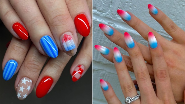 Två exempel på rocket pop nail art.
