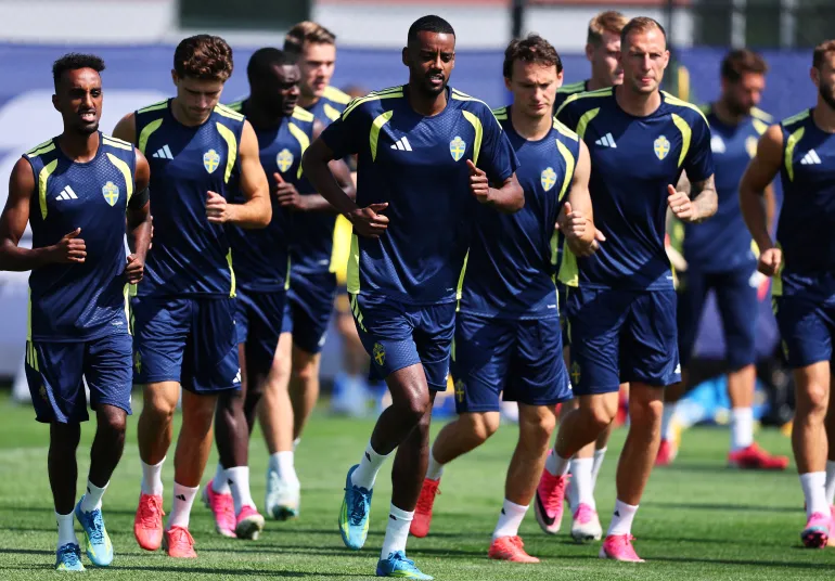 Fotboll Fotboll - Fotbolls-VM 2026 - Sverige Träning - Melanie Lane Training Grounds, East Hanover, New Jersey, USA - 29 juni 2026 Sveriges Alexander Isak under träning IMAGN IMAGES via Reuters/Vincent Carchietta