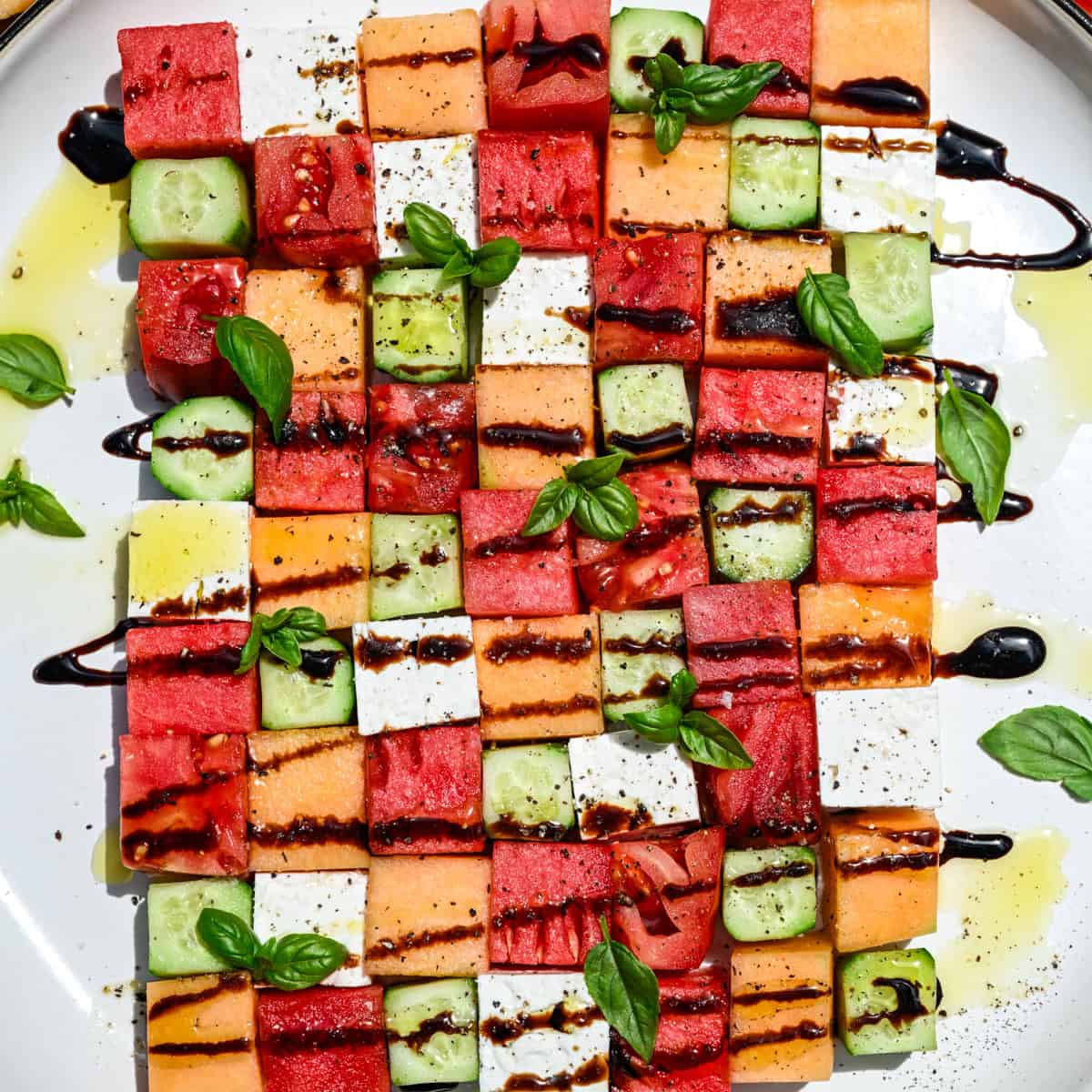 Vattenmelon schackbrädesallad