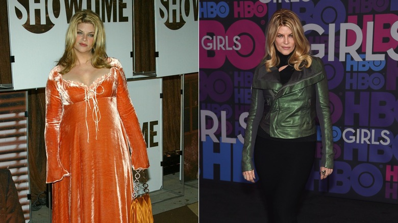 Kirstie Alley ler iklädd en orange klänning / Kirstie Alley poserar i en grön jacka