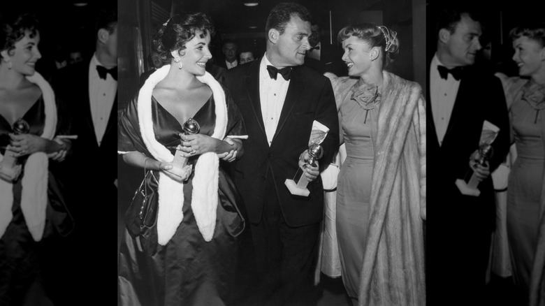 Elizabeth Taylor, Mike Todd och Debbie Reynolds vid Golden Globes 1957