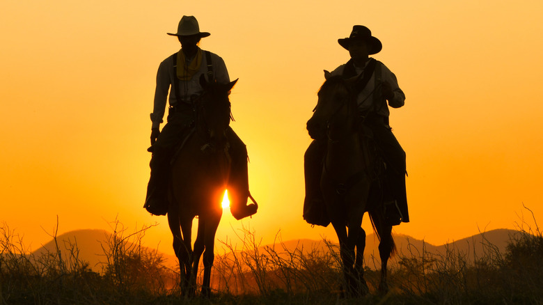 Siluett av två cowboys