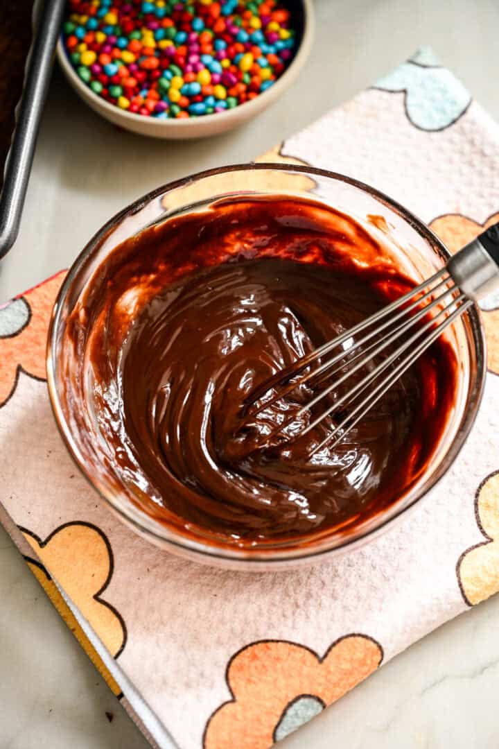 Ovanifrån av ganache.