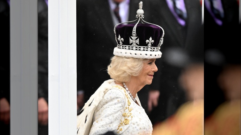 Drottning Camilla vid kröningen av kung Charles 2023.