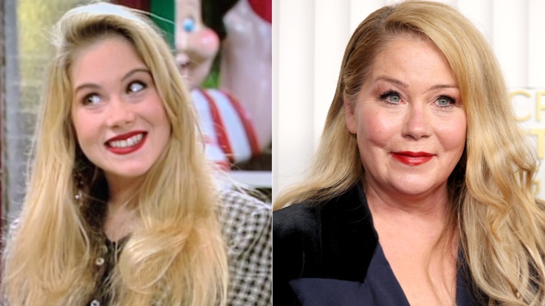 Foton sida vid sida av Christina Applegate 1989 (vänster) och 2023 (höger).