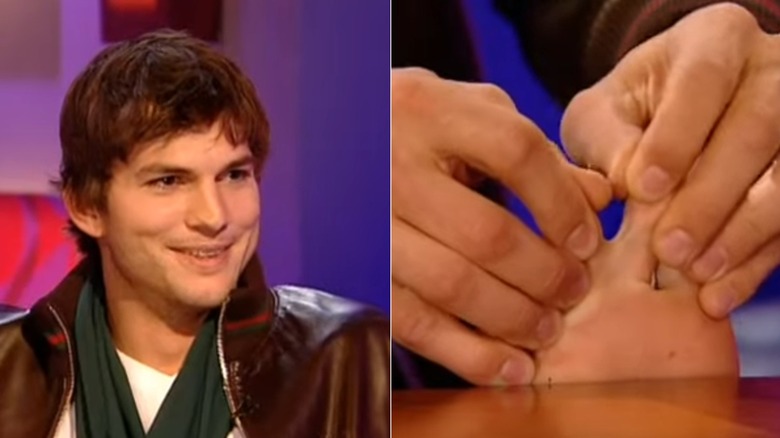 En närbild av Ashton Kutchers tår