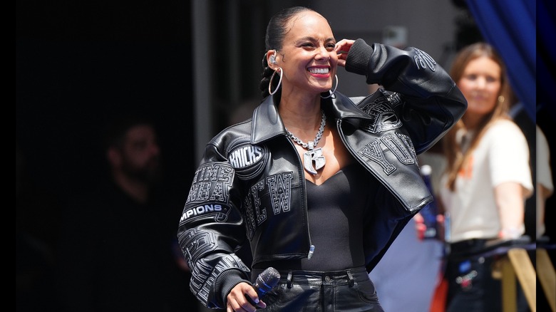 Alicia Keys uppträder under New York Knicks Championship parad och firande i New York City i juni 2026
