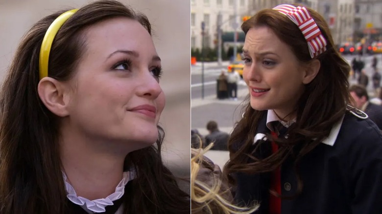 Sida vid sida om Leighton Meester i Gossip Girl som Blair Waldorf
