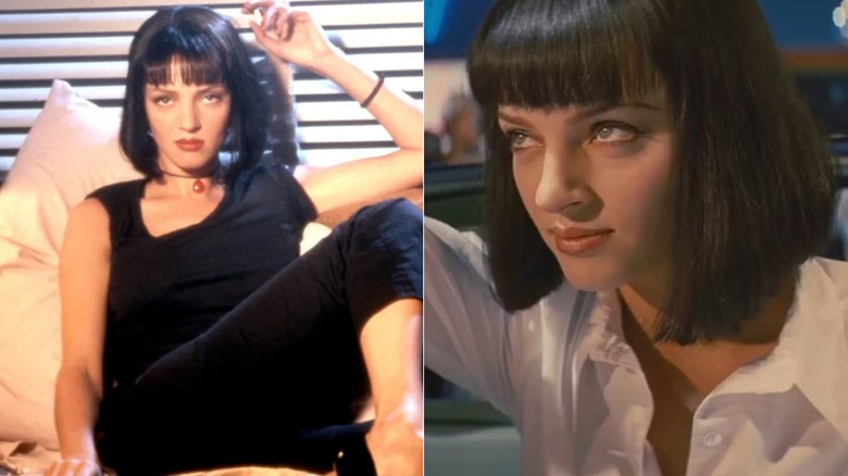 Sida vid sida om två Uma Thurmans tittar in "Pulp Fiction"
