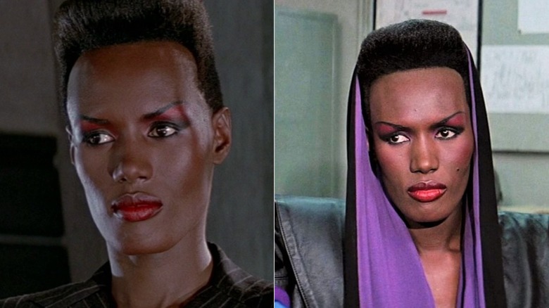 Sida vid sida bilder på Grace Jones in 