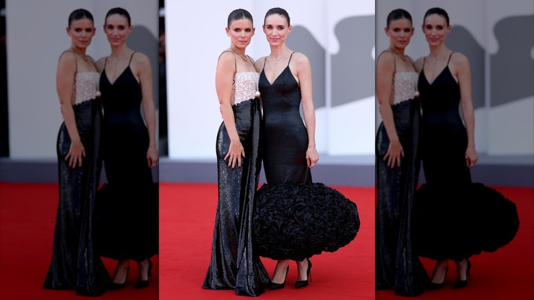 Kate Mara och Rooney Mara bär svarta klänningar på 