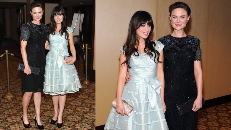 Emily Deschanel och Zooey Deschanel håller om varandra på Annual American Society of Cinematographers
