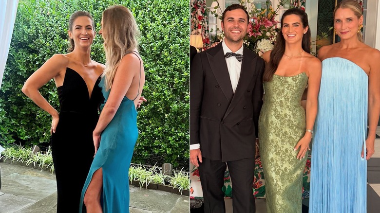 Till vänster: Kaitlan Collins bär en svart klänning på ett bröllop i september 2023. Till höger: Kaitlan Collins bär en grön klänning på ett bröllop i augusti 2026.