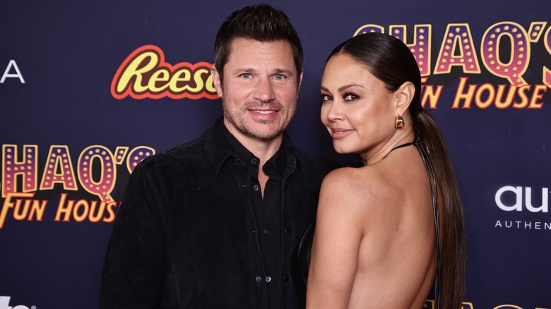 Nick Lachey och Vanessa Lachey deltar i Shaq's Fun House på XS nattklubb i Las Vegas i februari 2024