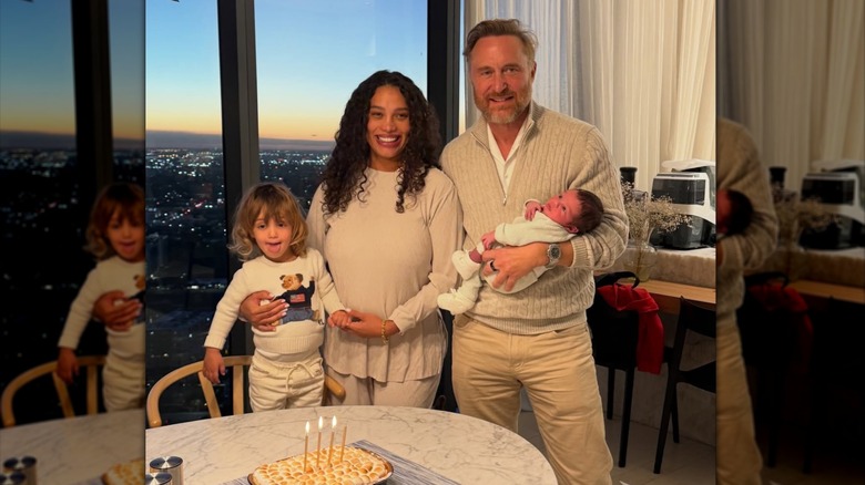 David Guetta och Jessica Ledon med sina barn Cyan och Skyler