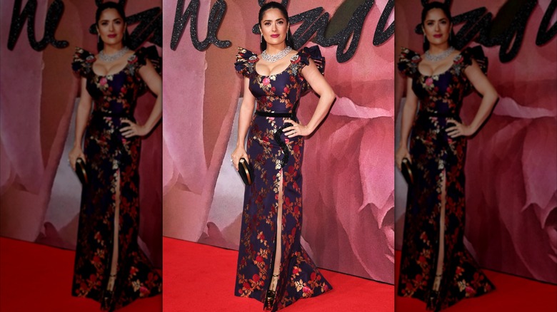 Salma Hayek vid British Fashion Awards i London i december 2016