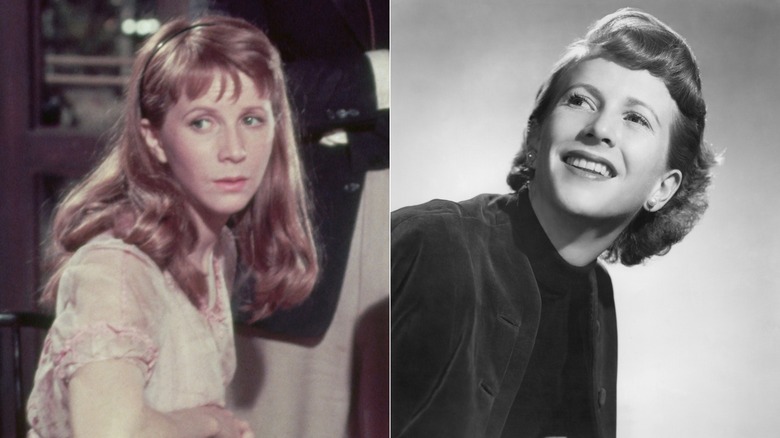 Julia Harris som Abra i filmen från 1955 (L) & Julia Harris fotograferad i verkligheten