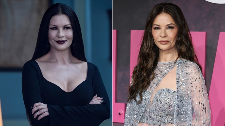 (L) Catherine Zeta-Jones som Morticia Addams i Netflix-serien 