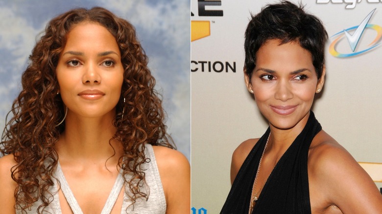 Halle Berry med långt hår och kort hår