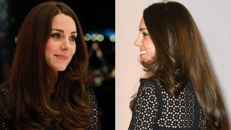 Kate Middleton med rakt hår och ett rökigt öga i november 2013
