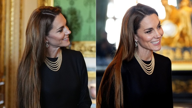 Kate Middleton med rakt hår och ett statement-halsband i december 2025