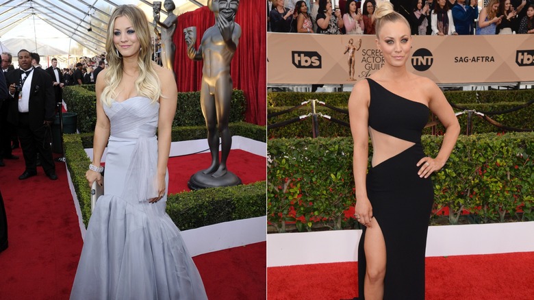 (L) Kaley Cuoco vid 2014 års Screen Actors Guild Awards; (R) Kaley Cuoco vid 2016 års Screen Actors Guild Awards